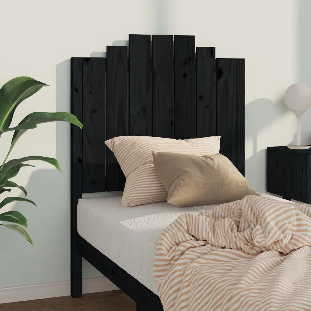 Testiera per Letto Nera 81x4x110 cm in Legno Massello di Pino