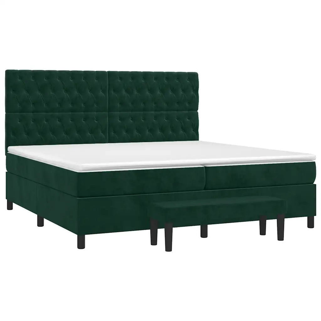 Giroletto a Molle con Materasso Verde Scuro 200x200 cm Velluto