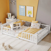 LETTO Basso con Sbarre 140x200 cm Legno di pino Bianco