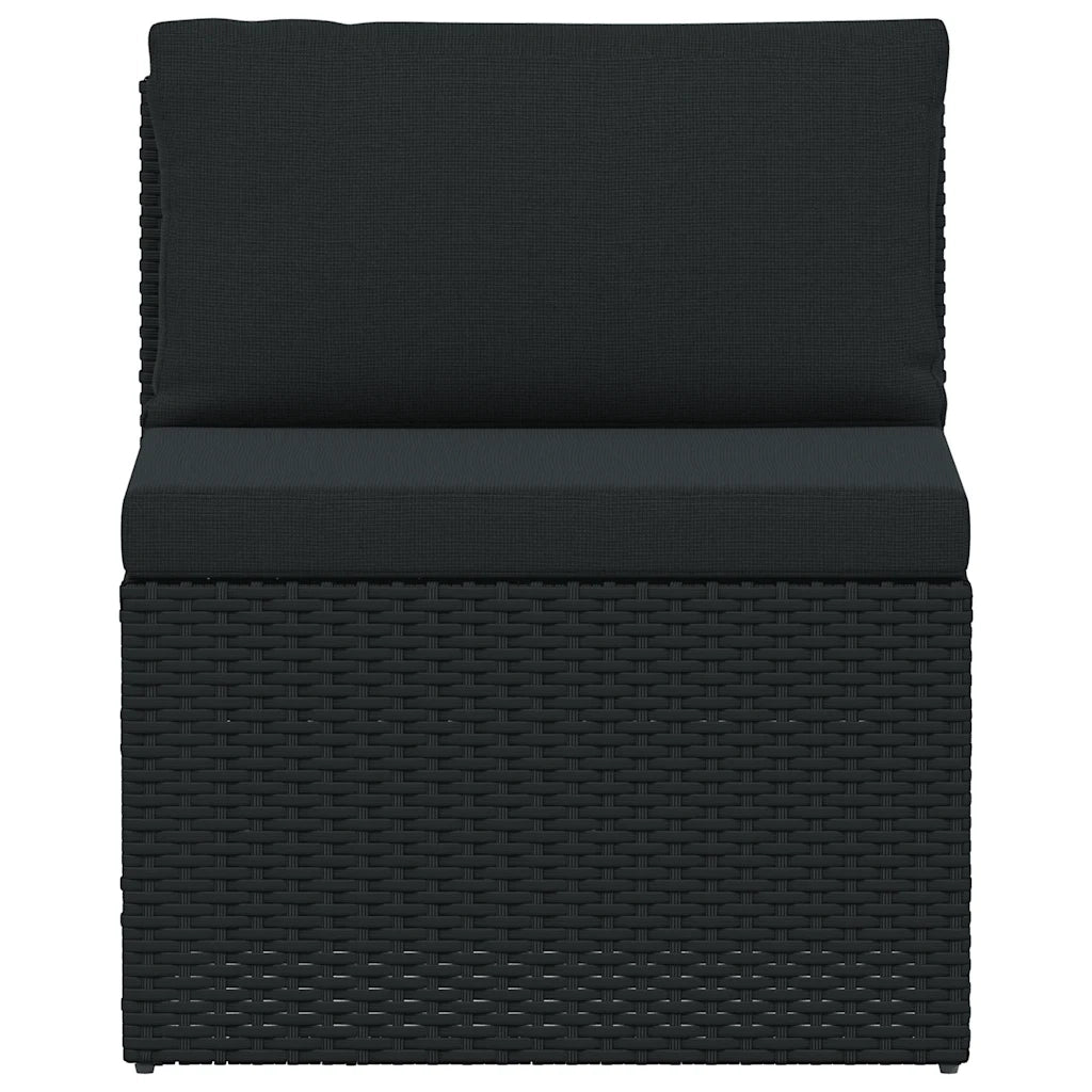 Set Divani da Giardino 4 pz con Cuscini in Polyrattan Nero 47811