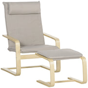 Poltrona Relax con Poggiapiedi ¨C Zephmum ¨C Grigio 67x78x92 cm