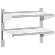 Mensola Muro | Mensola a parete 2 Ripiani 75x40x60cm Argento Acciaio Inossidabile