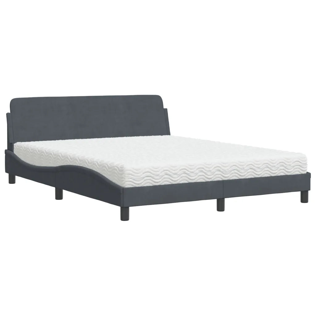 Letto con Materasso Dover Grigio Scuro 160x200 cm in Velluto