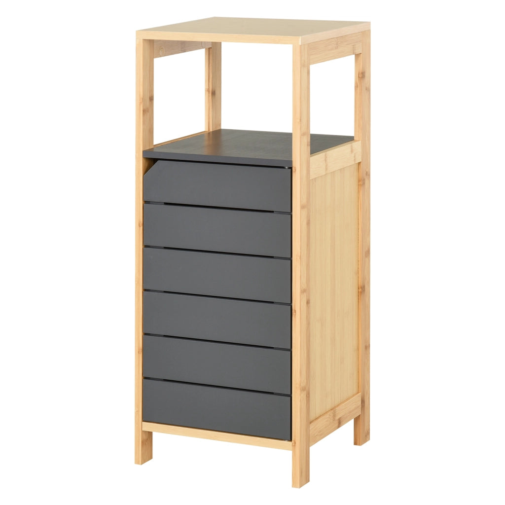 Colonna bagno salvaspazio ¨C Xylo ¨C legno bamb¨´ con anta e cassetto 32x30x80 cm