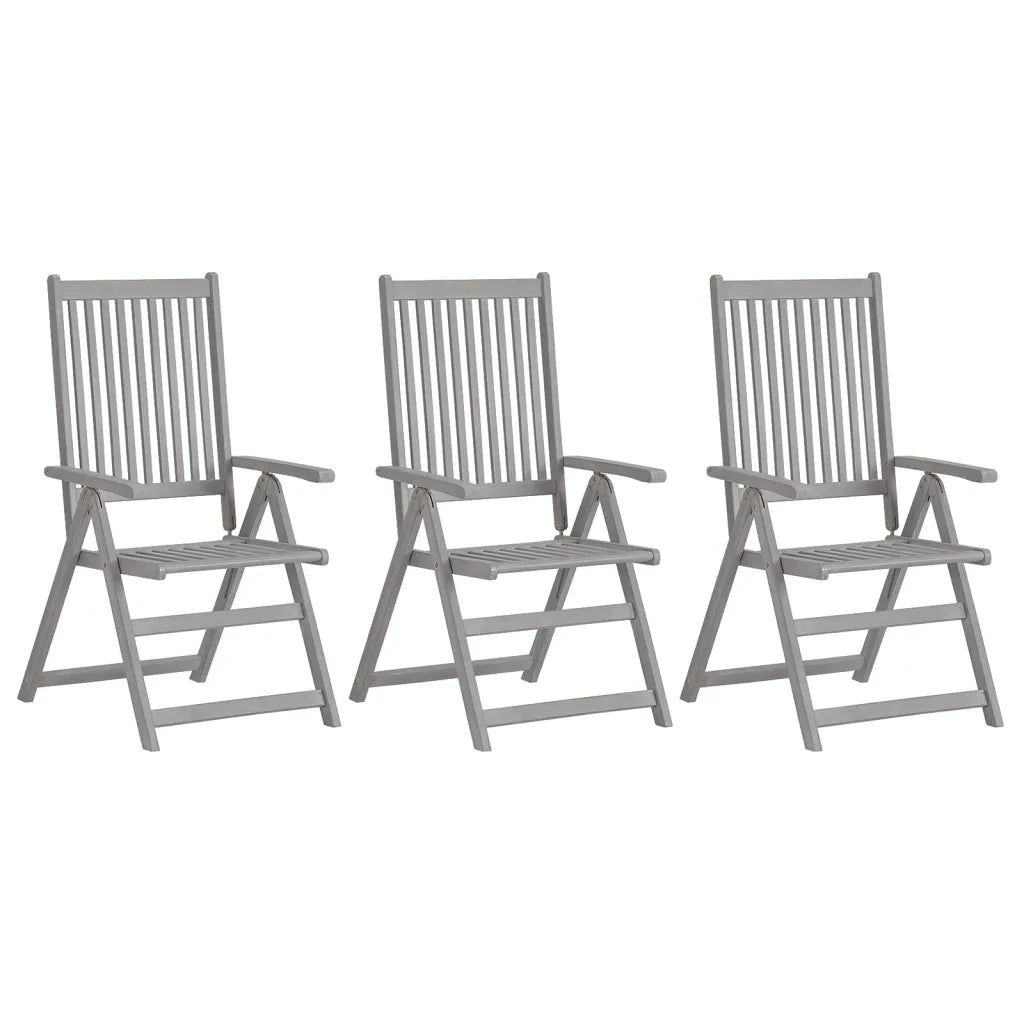Sedie da Giardino Reclinabili 3 pz con Cuscini Massello Acacia cod mxl 8174