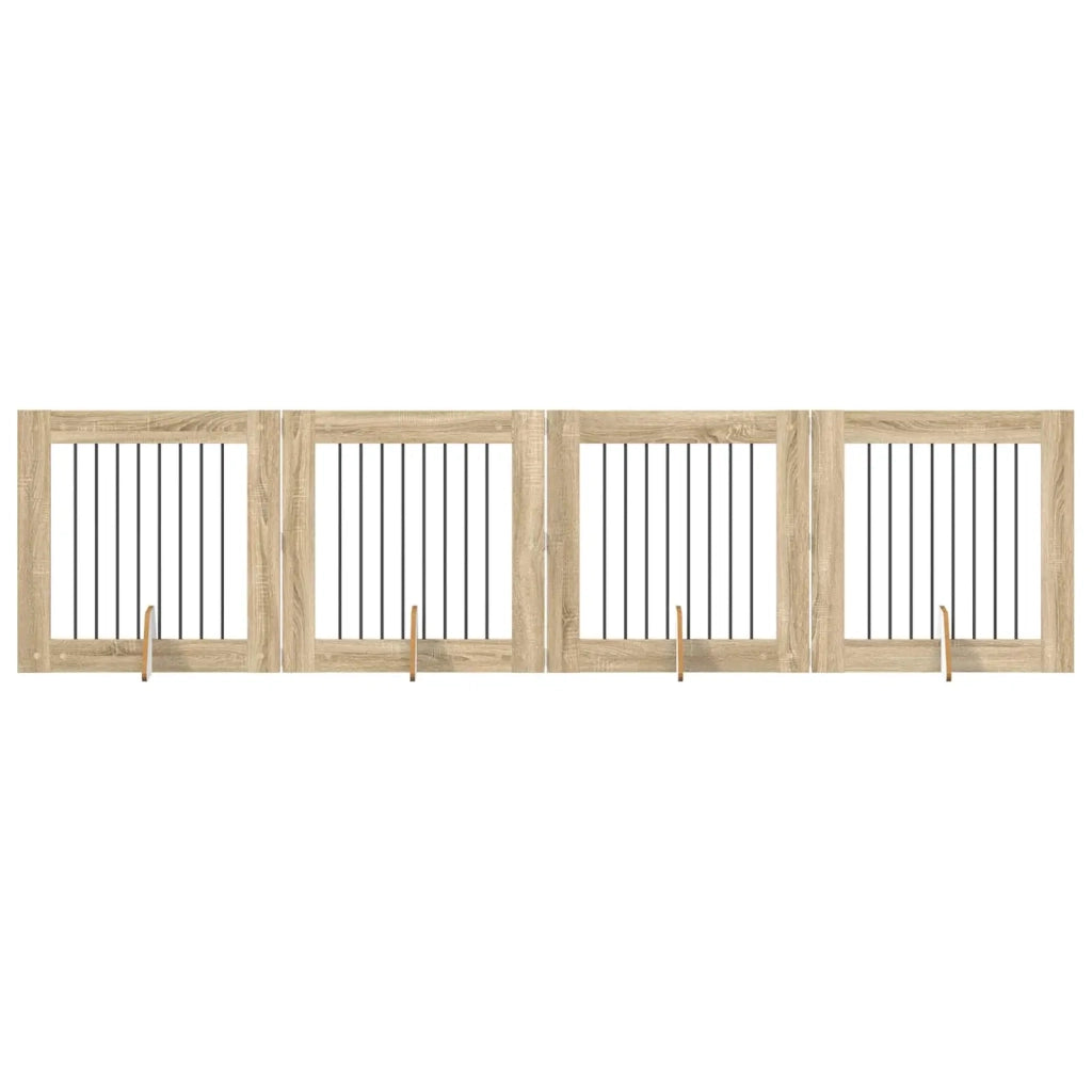Cancello per cani con supporti 4 pcs Rovere Sonoma 80 x 80 cm 892080