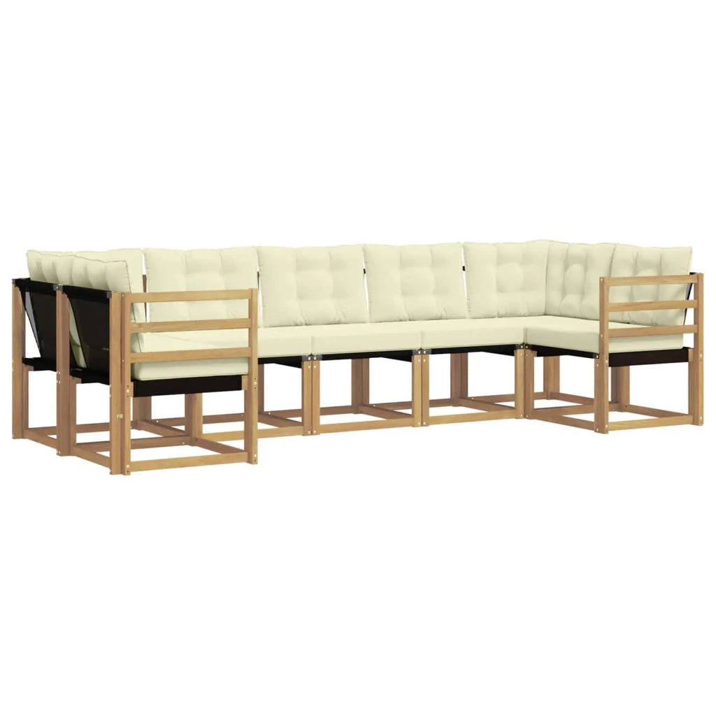 Set di divani da esterno con cuscino 7 pcs Bianco e Crema