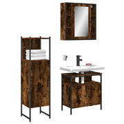 Set Mobili da Bagno 3 pz Rovere Fumo in Legno Multistrato 3214757