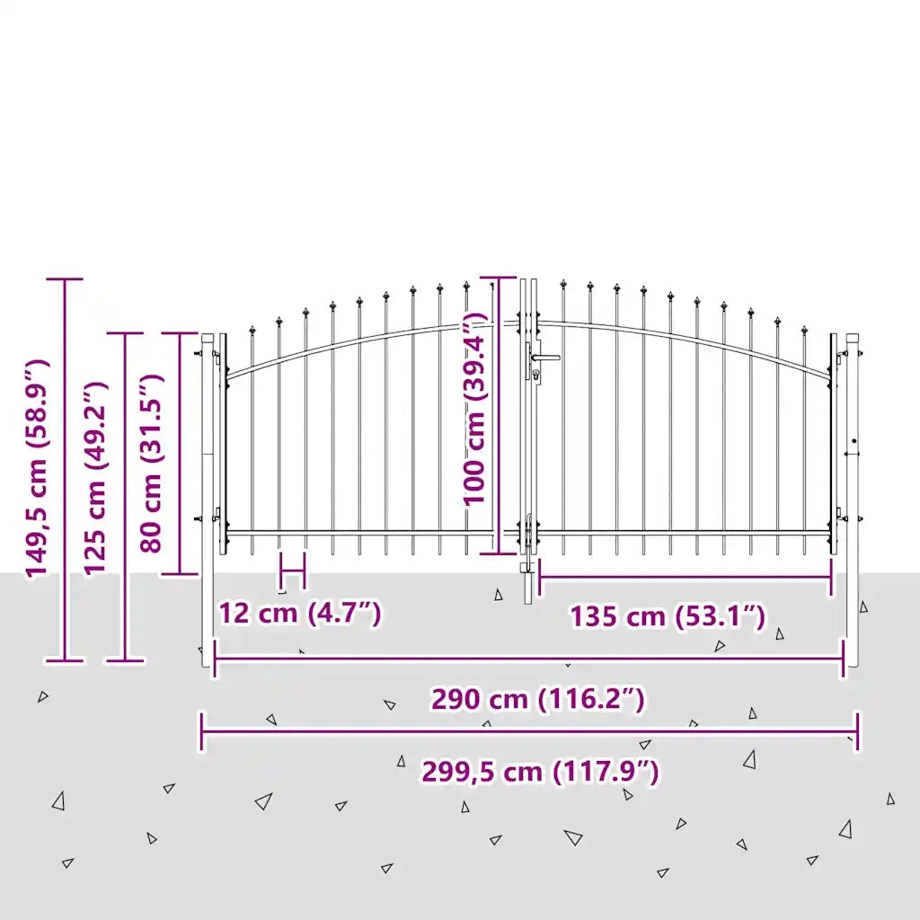Cancello Doppio Woerden Grigio 299,5 x 149,5 cm Acciaio 42008845
