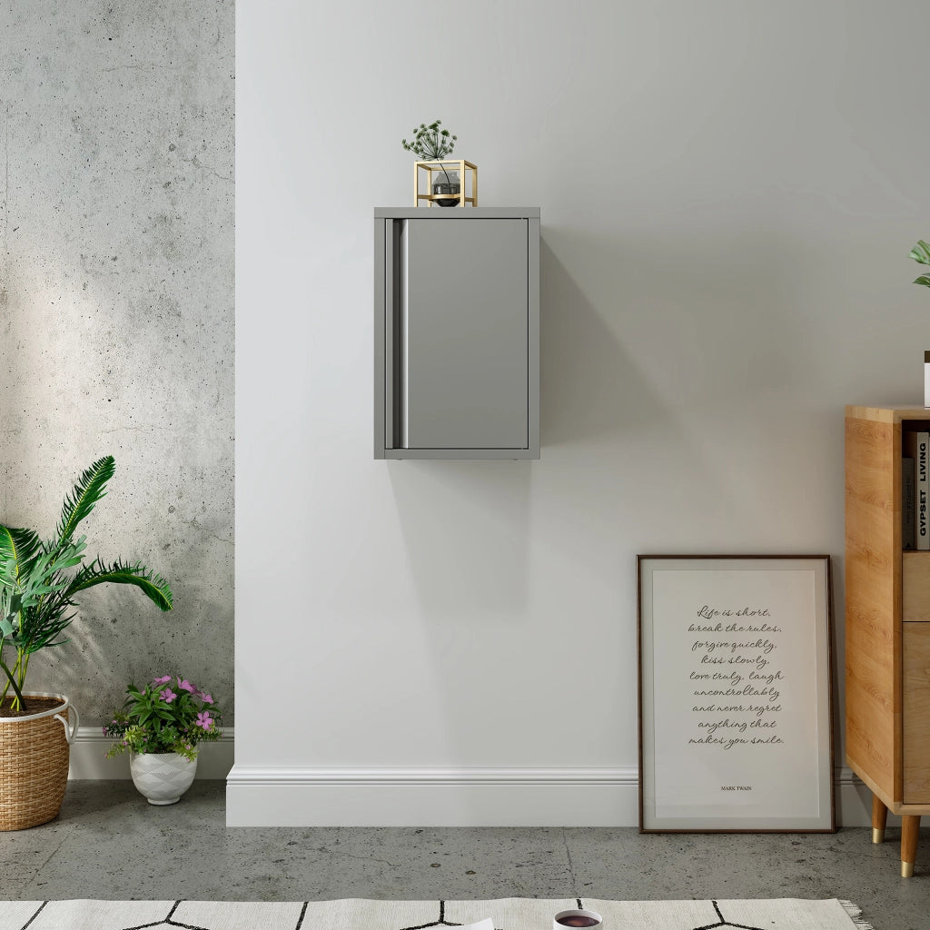 Armadietto a Parete Burlöv con Anta in Acciaio 50 x 33 x 35 cm - Grigio [en.casa]