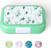 Lunchbox per bambini, con 4 contenitori, non adesivo, BPA-free, lavabile in lavastoviglie, box bento verde con motivo dinosauro per asilo nido, scuola elementare, gite scolastiche