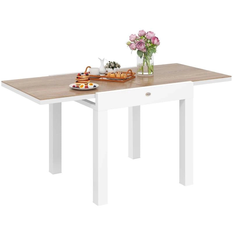 TAVOLO DA PRANZO DA GIARDINO ALLUNGABILE 80-160 CM PER 4-6 POSTI BIANCO