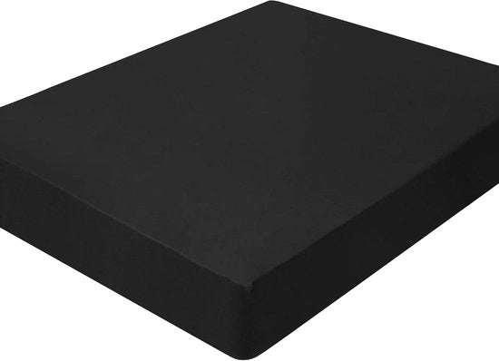 Hoeslaken di microfibra borstata per letto a box spring, extra morbido, adatto per letti alti, nero, 90x200 cm
