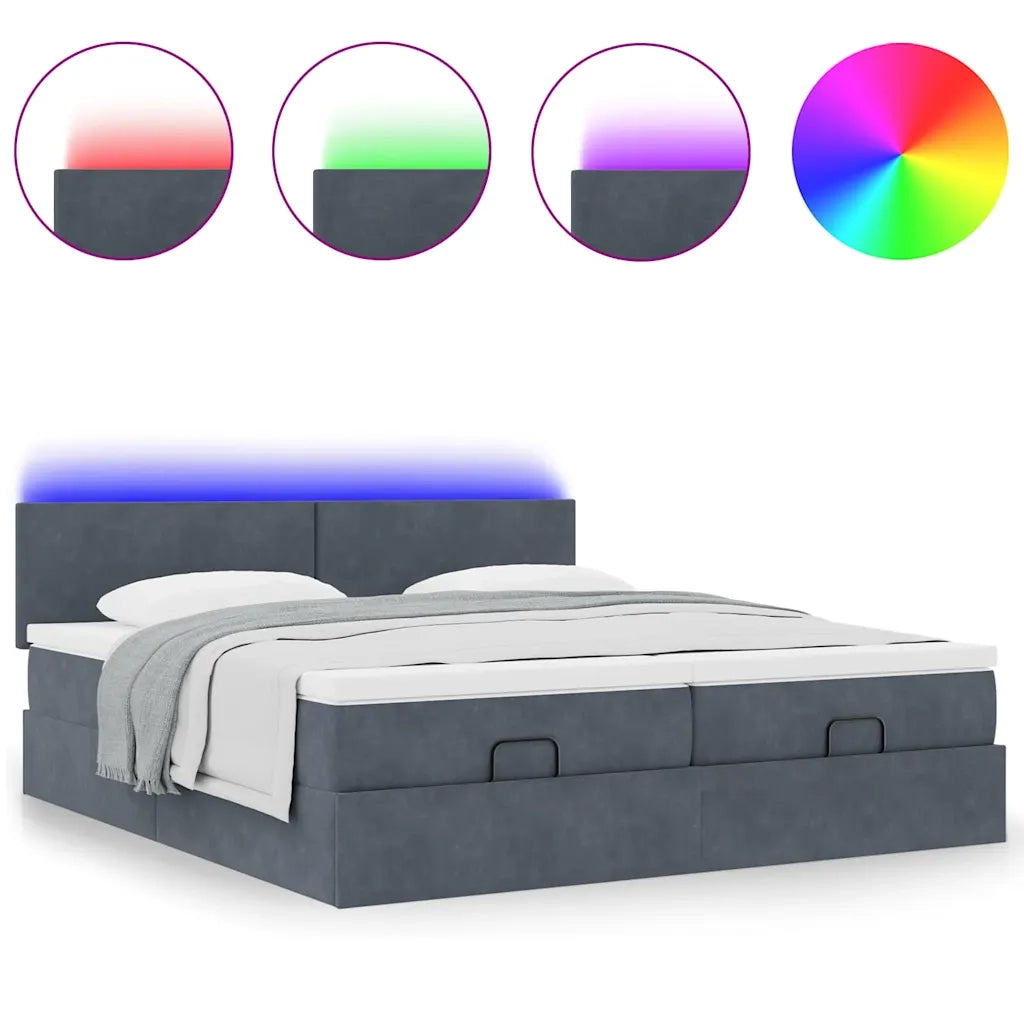 Struttura Letto Pouf con Materassi 180x200 cm Velluto