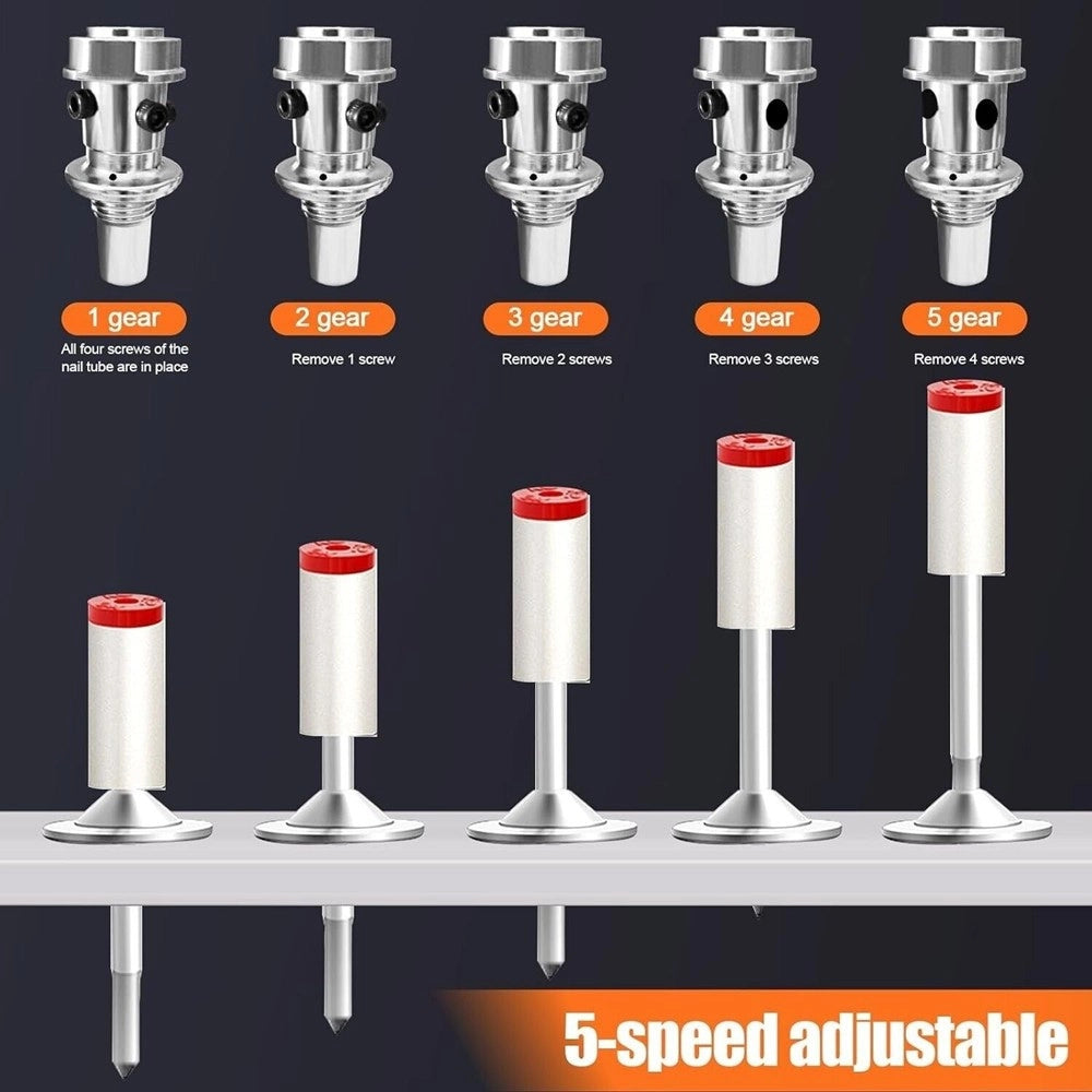 Trade Shop - Mini Pistola Sparachiodi Manuale Con 10 Chiodi Portatile Silenziatore Regolabile -