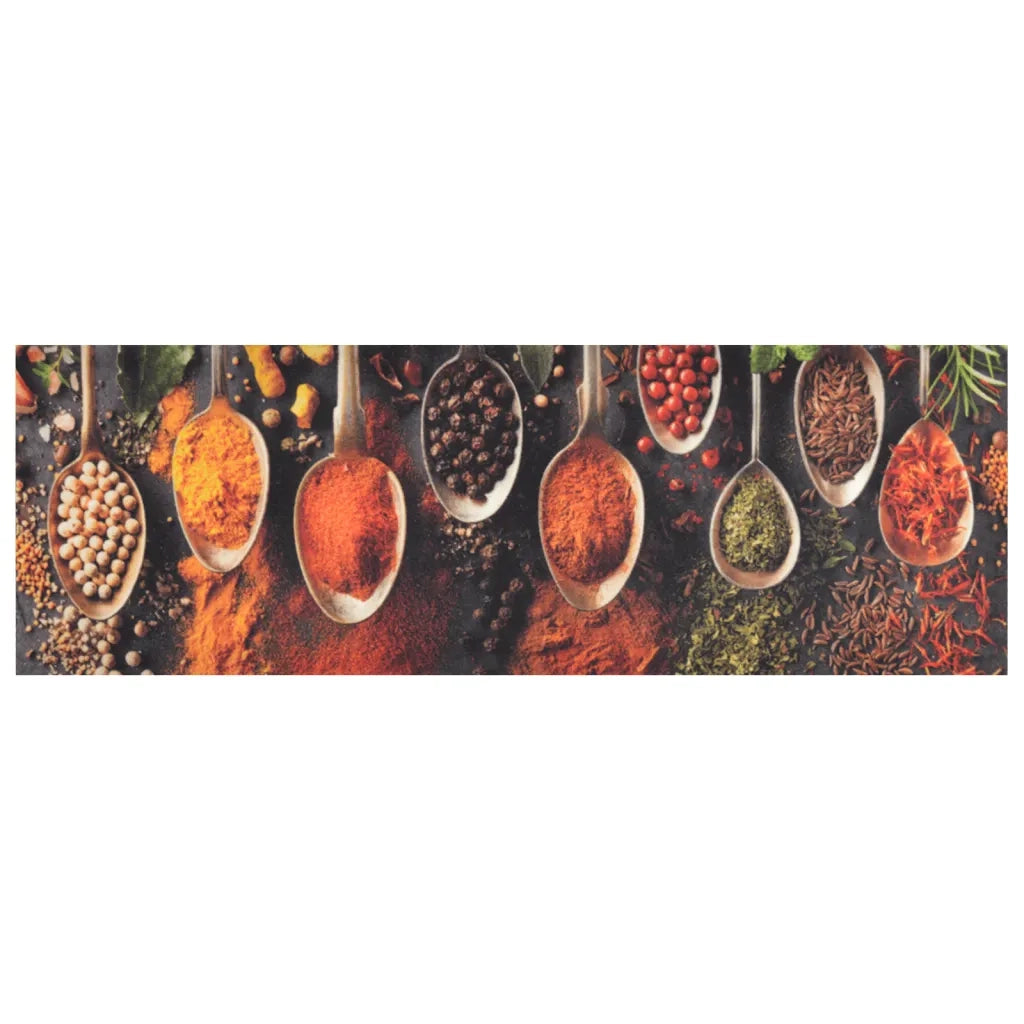 Tappeto da Cucina Lavabile-Tappetino da Cucina Cucchiai e Spezie 60x180 cm Velluto