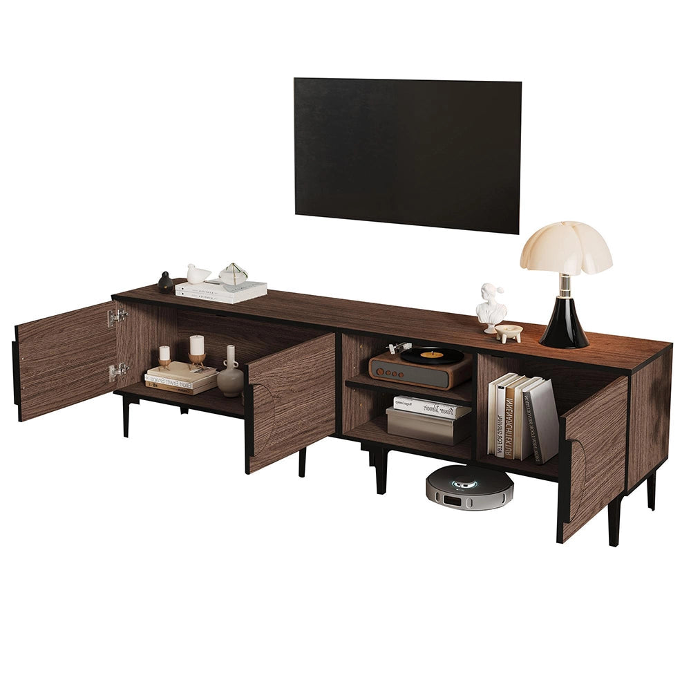 Mobile TV Basso 180x35x49cm - Xylo - 2 Ante, Colore Noce Scuro, fino a 80"