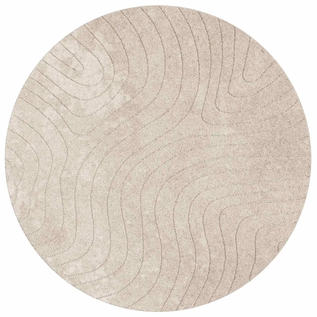Tappeti per area Rotondo PALMERAS Beige Ø 160 CM Poliestere 42022646