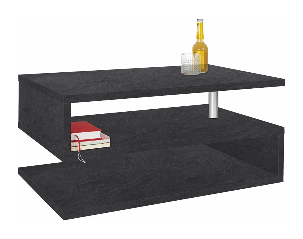 Tavolino a S con Ripiani a Giorno 90x41,5x55 cm Zeta Report Grigio