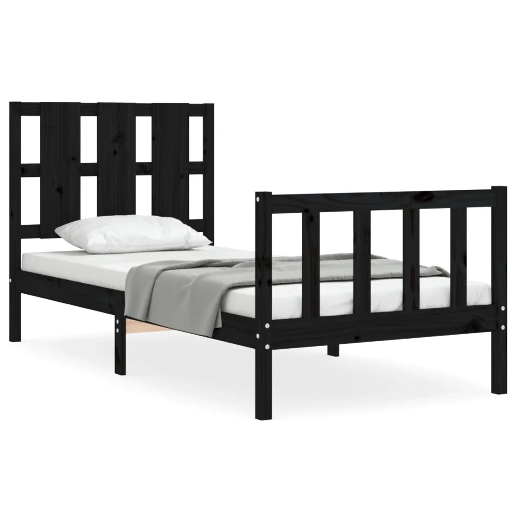 Giroletto con Testiera Nero Small Single in Legno Massello 3192195