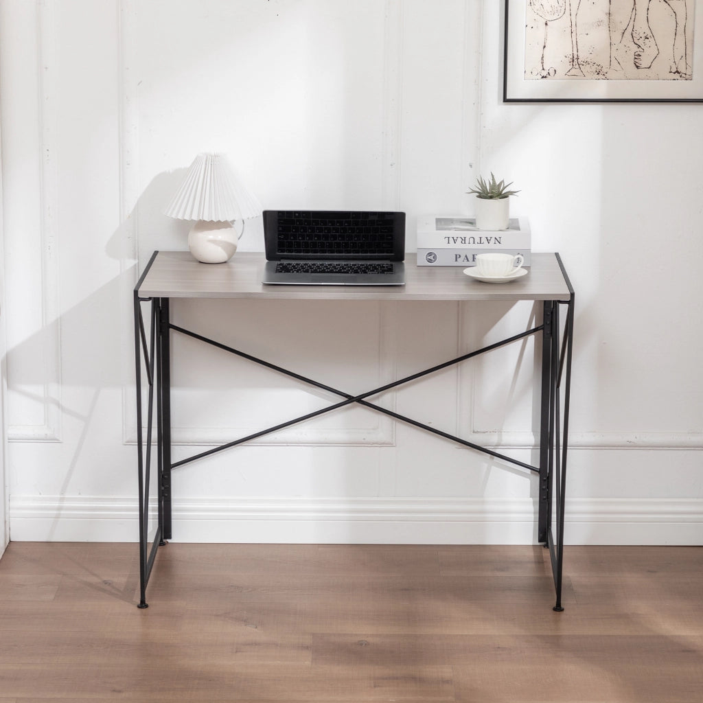 Scrivania pieghevole multifunzionale con struttura in metallo in MDF per piccoli spazi naturale 99 × 50 × 75 cm