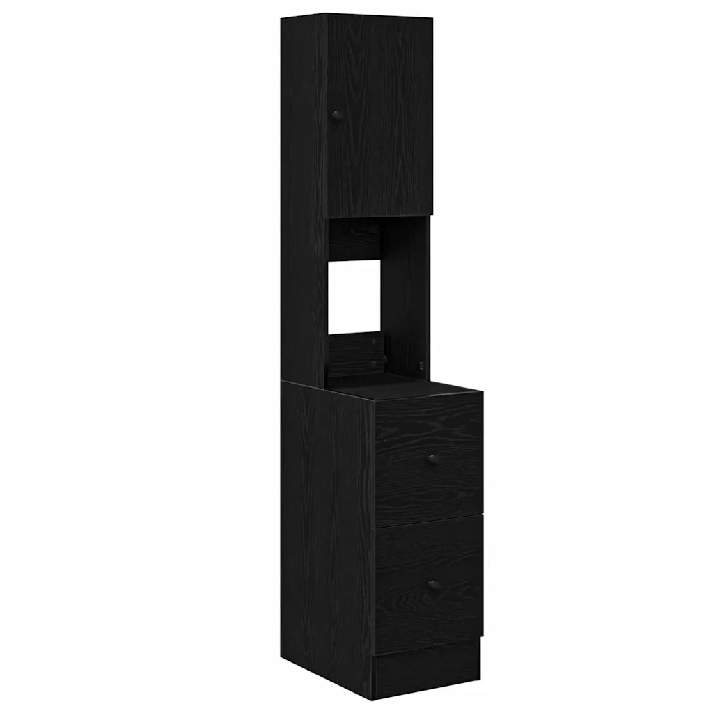Credenza da cucina con cassetto-Buffet-Armadio da cucina Rovere Nero 32 x 50 x 180 cm