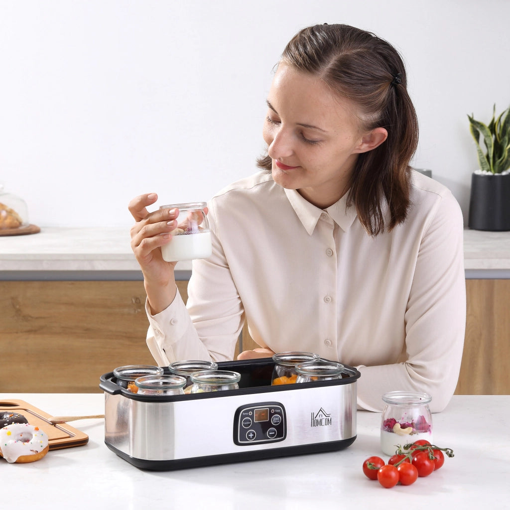 Yogurtiera Elettrica ¨C Zephmum ¨C Argento 25W 1.4L con 8 vasetti di vetro