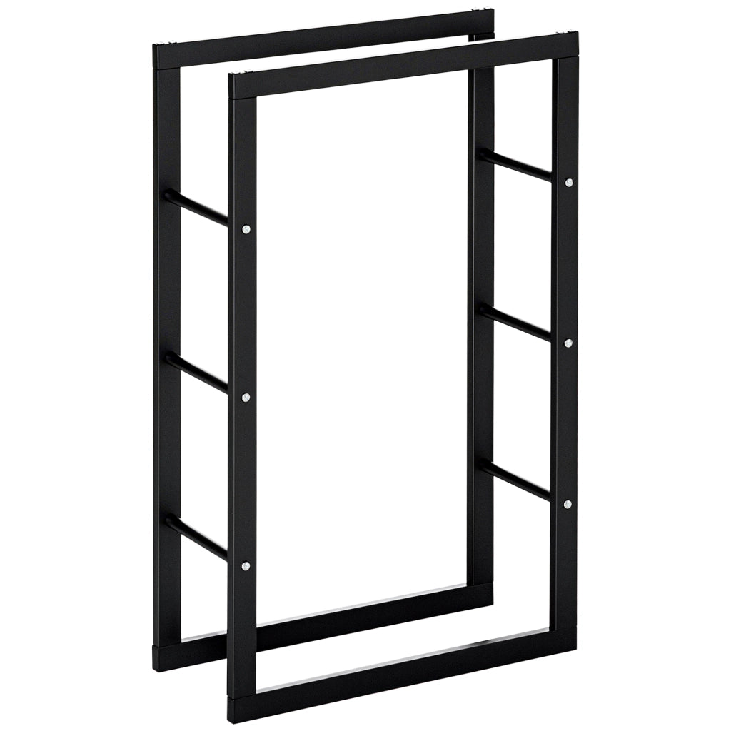 Porta Legna da Esterno e Interno in Tubi di Ferro con Portata 100kg, 60x25x100 cm