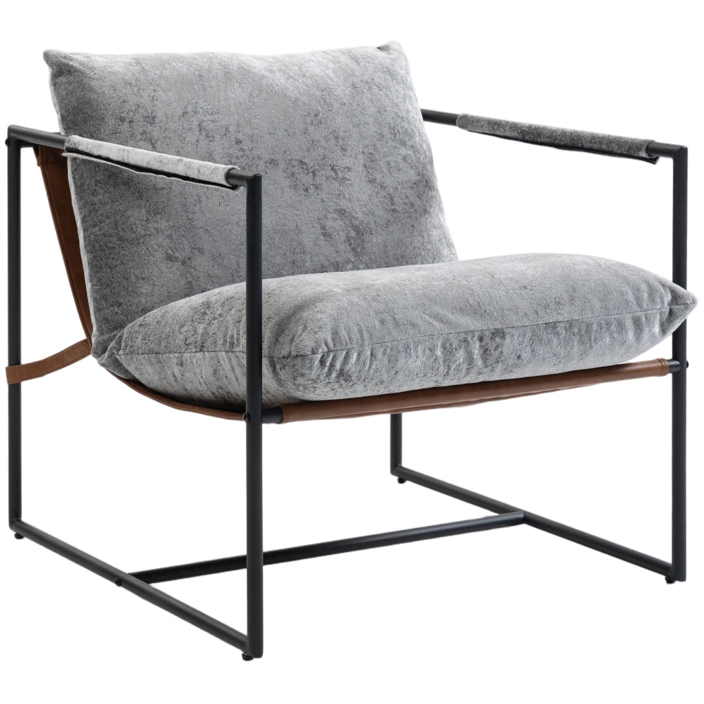 Poltrona imbottita in velluto ¨C zephmum ¨C grigio 77x91x80