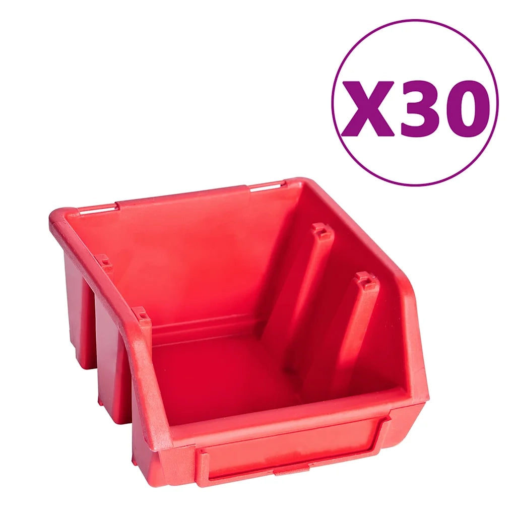 Kit Contenitori 136 pz con Pannelli a Parete Rosso e Nero CFW2283237