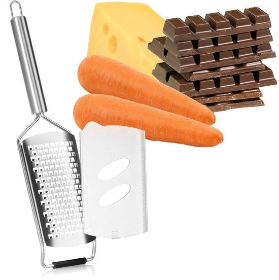 Raspante per cucina - Raspante per verdure e carne cruda, raspante manuale con superficie in acciaio inossidabile - Raspante di alta qualità - Raspante piatta con fodero (1 pezzo - Raspante groso)