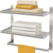 Sostegno asciugamani per bagno, 3 strati, con asta per asciugamani e montaggio a parete, finitura a specchio, 40CM, impermeabile e in acciaio inossidabile.
