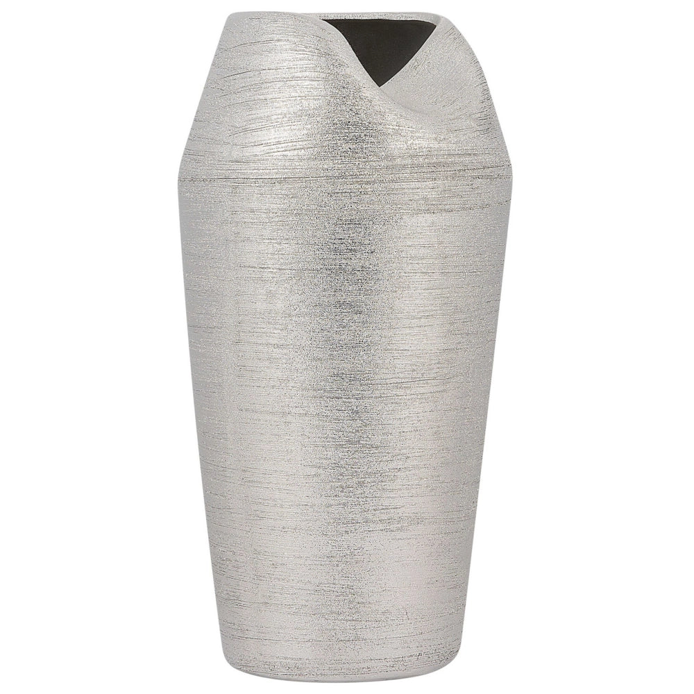 Vaso da Tavolo Decorativo Argento gres porcellanato 33 cm Glam stile moderno
