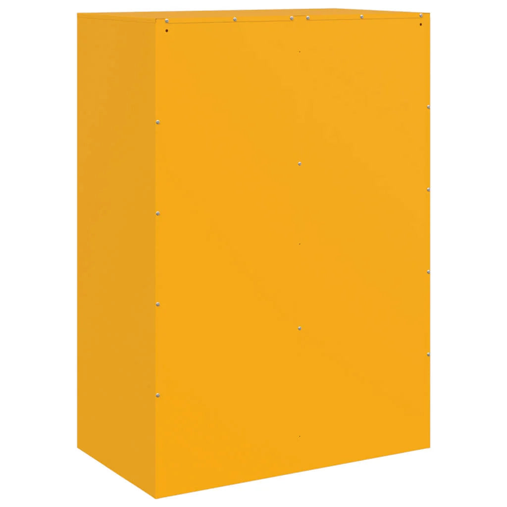 Buffet credenza cassettiera armadio mobile contenitore organizer per cucina soggiorno salotto giallo senape 67 x 39 x 95 cm acciaio giallo 02_0035703