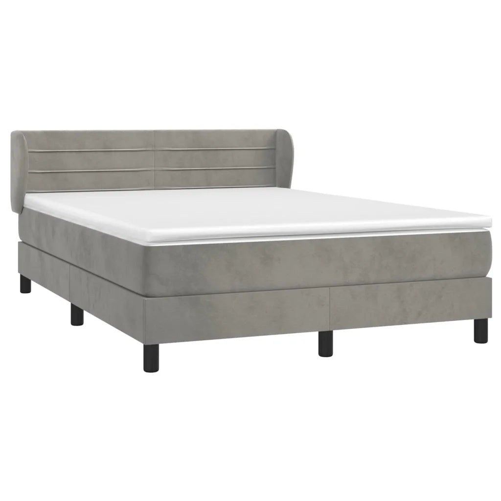 Giroletto a Molle con Materasso Grigio Chiaro 140x190cm Velluto 3127547