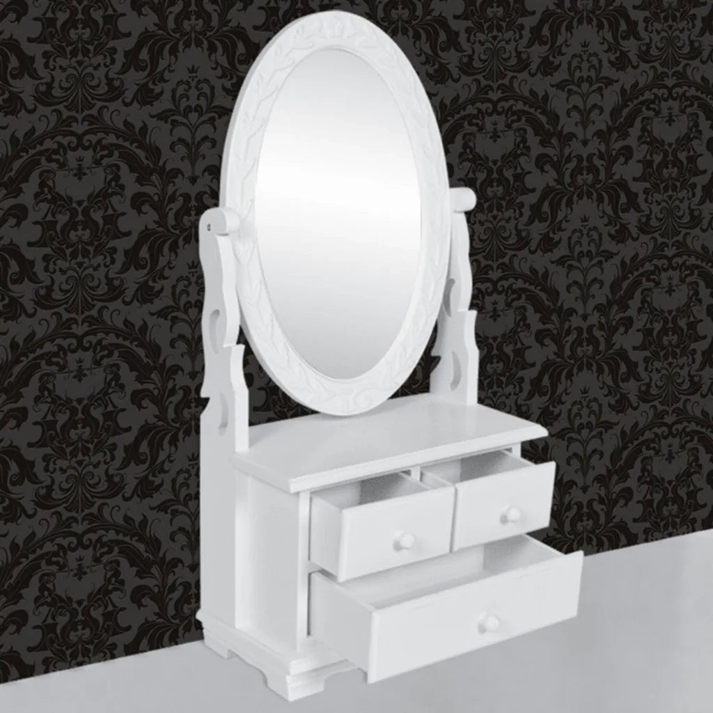 Toeletta | Tavolo da Trucco con Specchio Oscillante Ovale in MDF