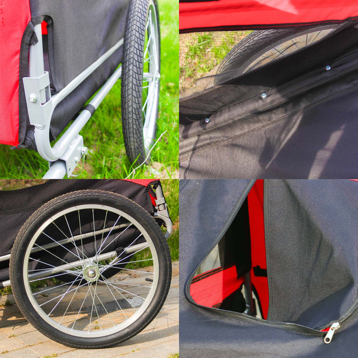 Rimorchio per cani bici, con gancio girevole di sicurezza, zanzariera e copertura antipioggia