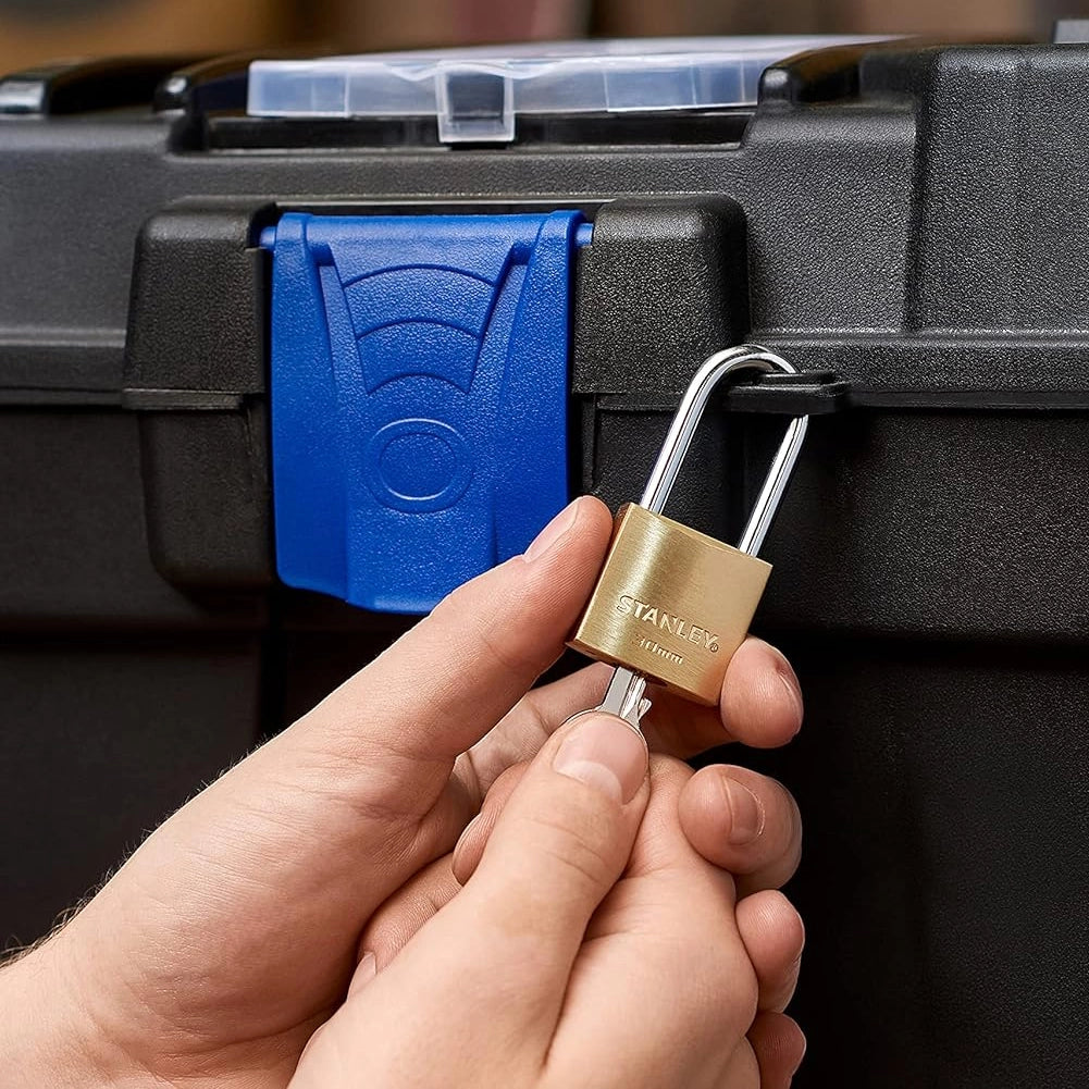 Stanley Lucchetto Sicurezza Arco Lungo in Acciaio Cementato da 25mm con 3 Chiavi