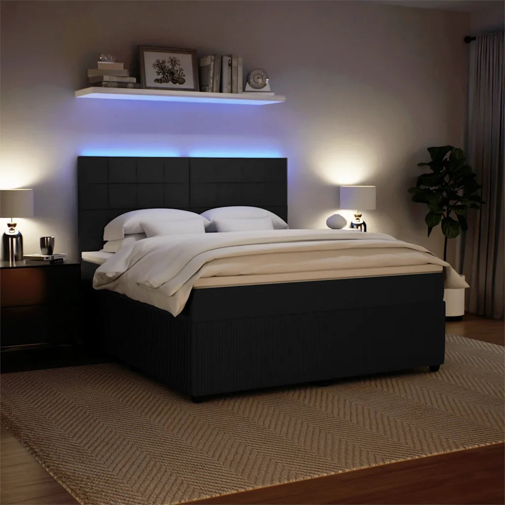 Giroletto a Molle con Materasso Nero 180x200 cm in Velluto 3294708