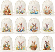 12 Sacchetti di Juta per Pasqua – Sacchetti di Juta per Decorare 10x15 cm – Sacchetti di Juta Piccoli con Motivo di Pasqua – Sacchetti di Juta per Decorazione di Pasqua, Cadeau e Dolci