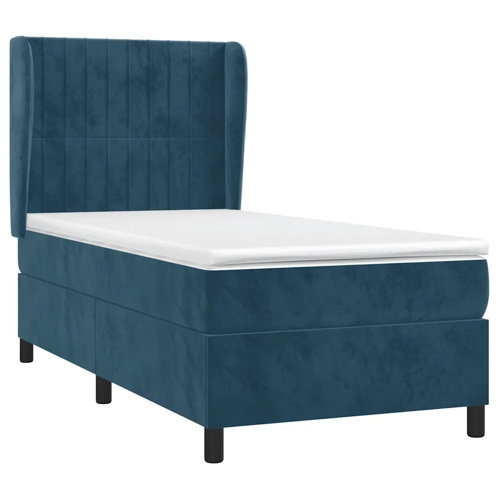 Giroletto a Molle con Materasso-Struttura Letto Blu Scuro 90x200 cm in Velluto 604575
