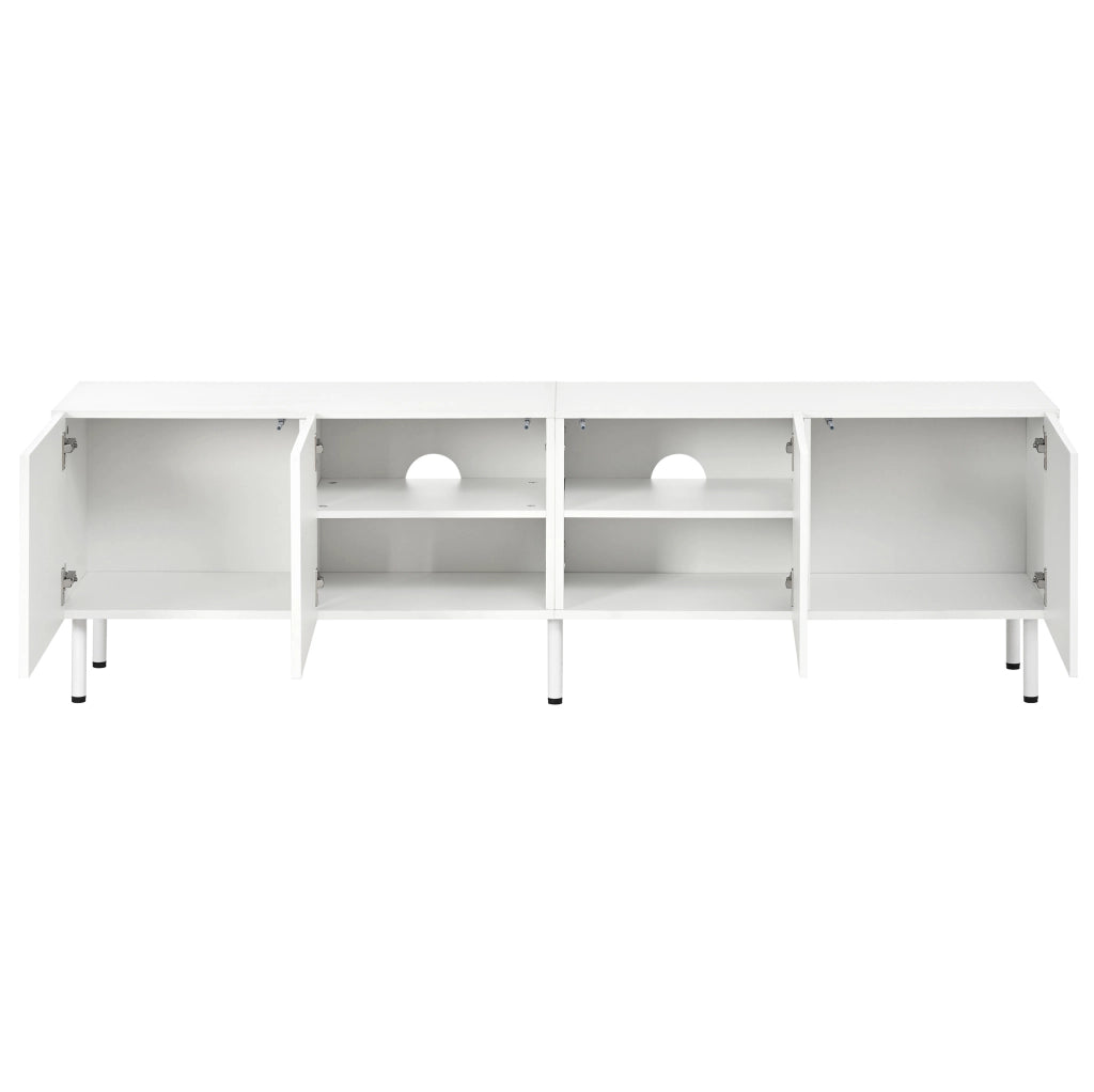 Mobile TV 170x35x50 cm con 4 ante e push-to-open in PB e MDF bianco