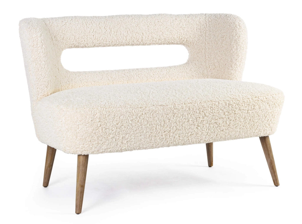 Divano 2 Posti 115x68x78 cm in Legno e Poliestere Effetto Lana Cortina