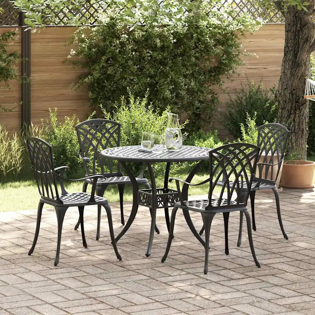 Set da Pranzo per Giardino 5 pcs Nero Alluminio 3334717