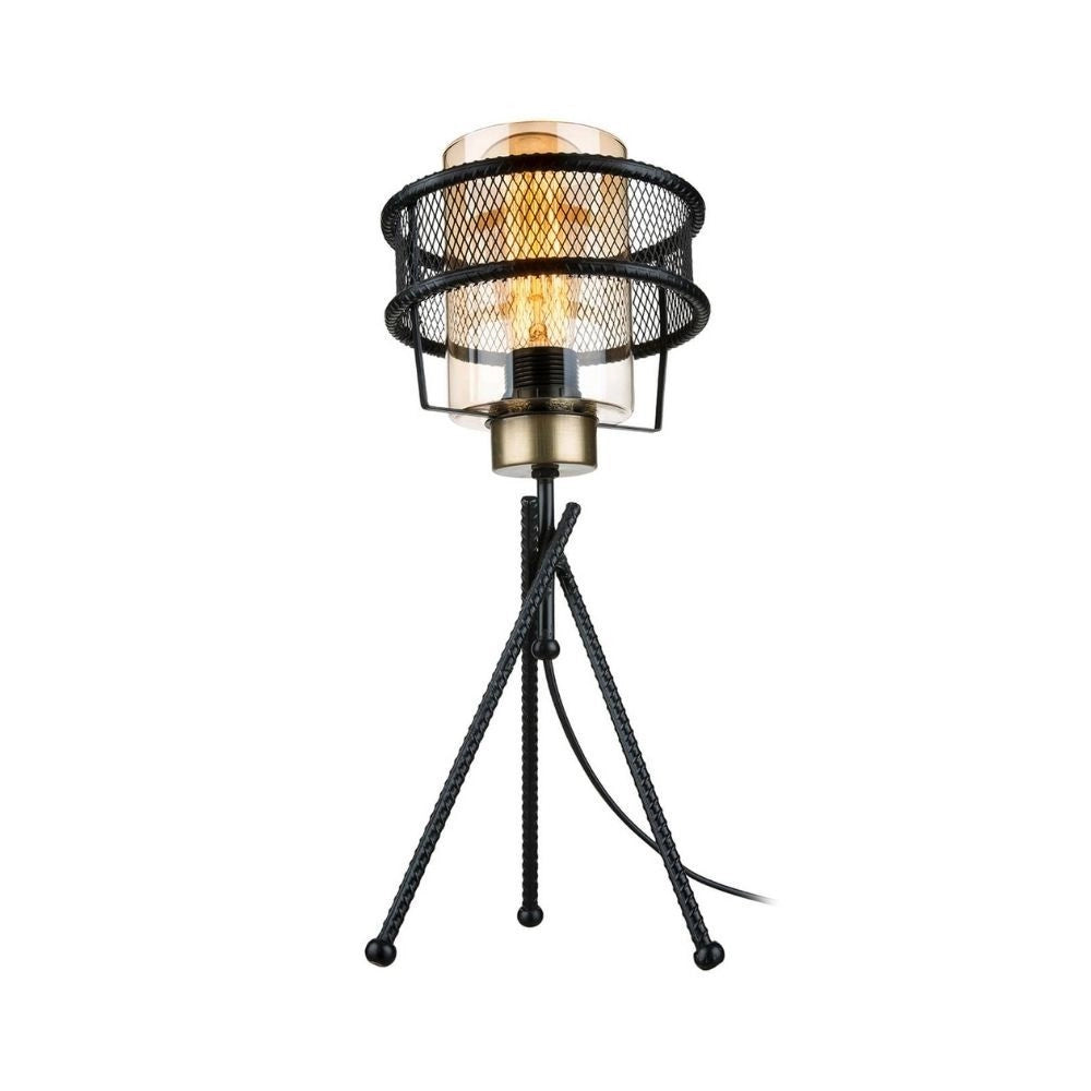 Lampada da tavolo in ferro intrecciato paralume vetro Grande MDL3713