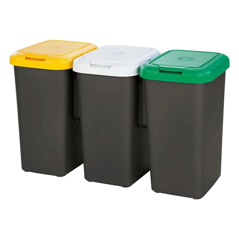 PATTUMIERA DIFFERENZIATA TRIO NERO + AMBRA / BIANCO / VERDE (3 X 25 LITRI) + COPERCHIO