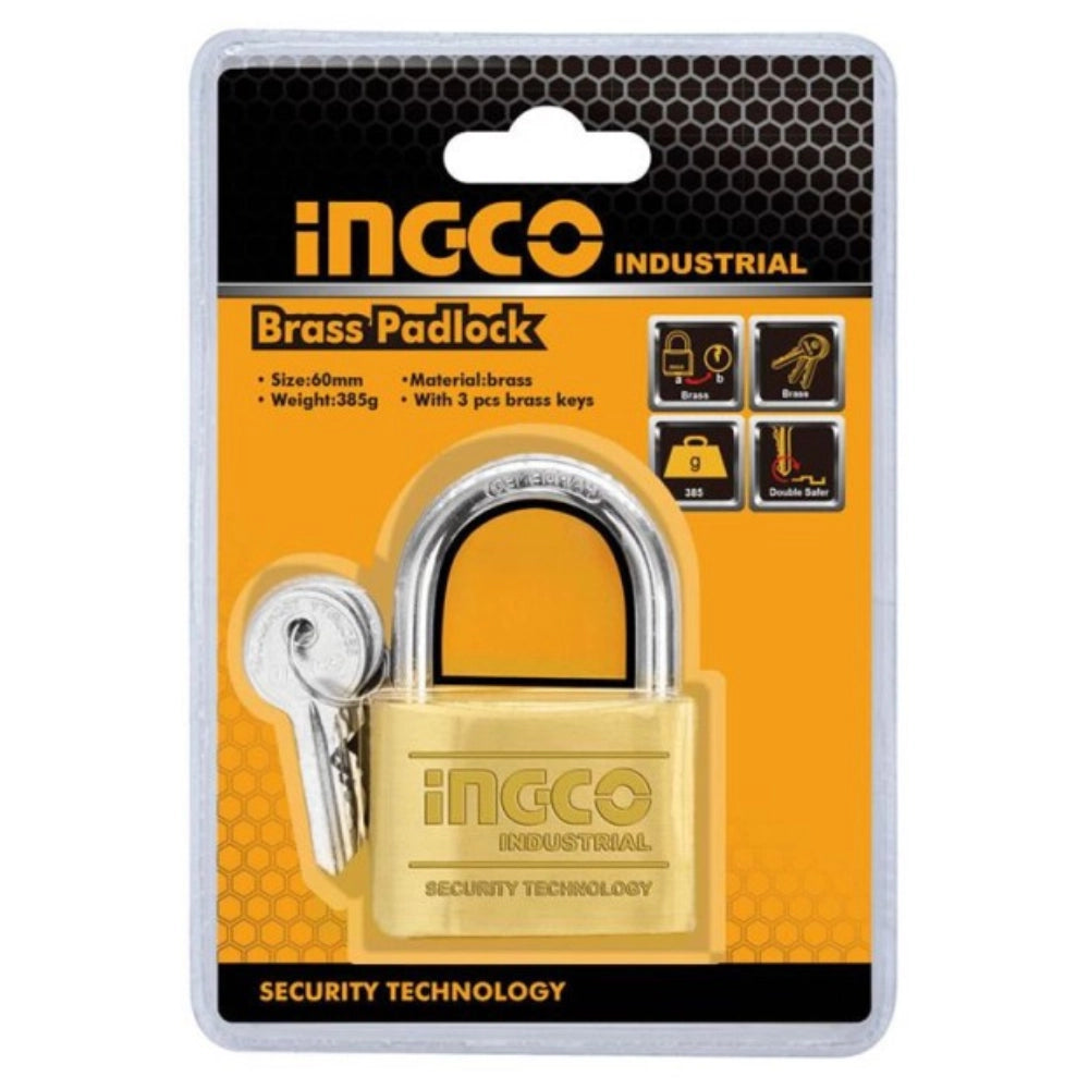 Lucchetto ad arco ottone con 3 chiavi estraibili ottone nichelato *** lunghezza 60 mm, confezione 1