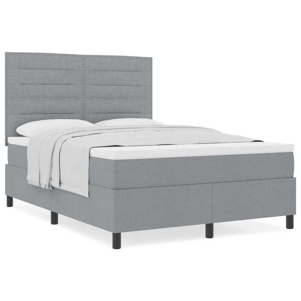 Letto Box Spring e Materasso Grigio Chiaro 160x200 cm in Tessuto