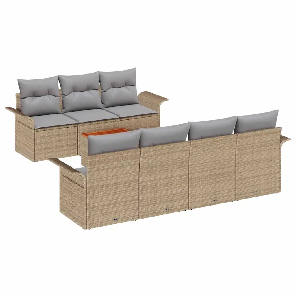 Set Divano da Giardino con cuscino 8 pcs Beige polyrattan 3347287