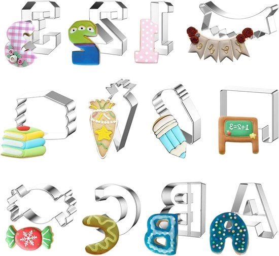 Set di forme per biscotti in acciaio inox da 12 pezzi per biscotti e fondant - Forme per biscotti - Accessori per la cucina - Utensili da forno in acciaio inox - Set di forme per biscotti da 12 pezzi